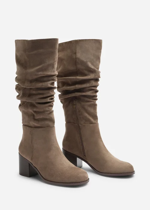 Where's That From Kalenae Taupe Ruched Block Knee High Boot - 6 Image 3