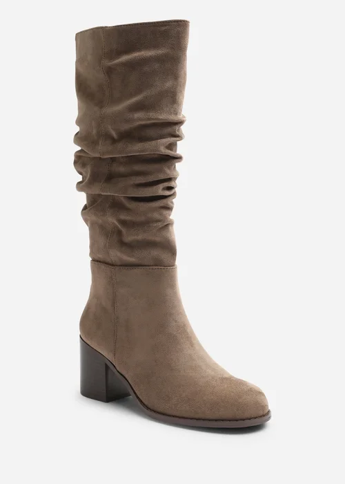 Where's That From Kalenae Taupe Ruched Block Knee High Boot - 6 Image 2