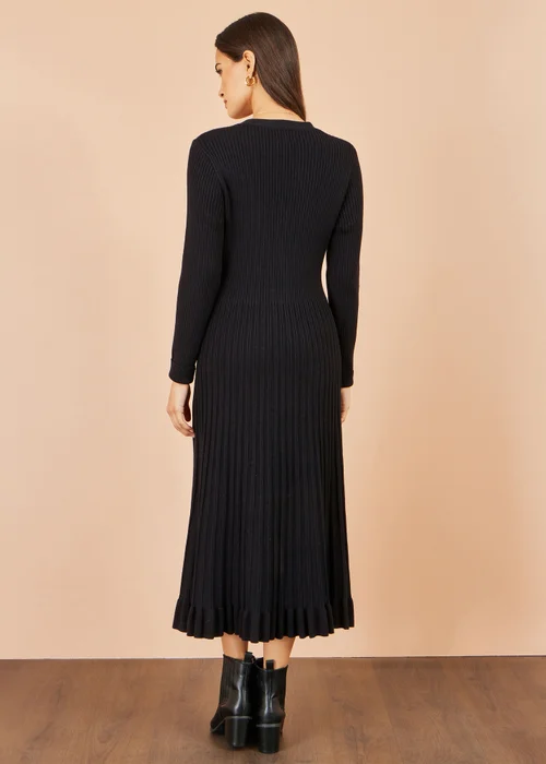 Yumi Black Viscose Knitted Midi Ribbed Dress - L Image 3
