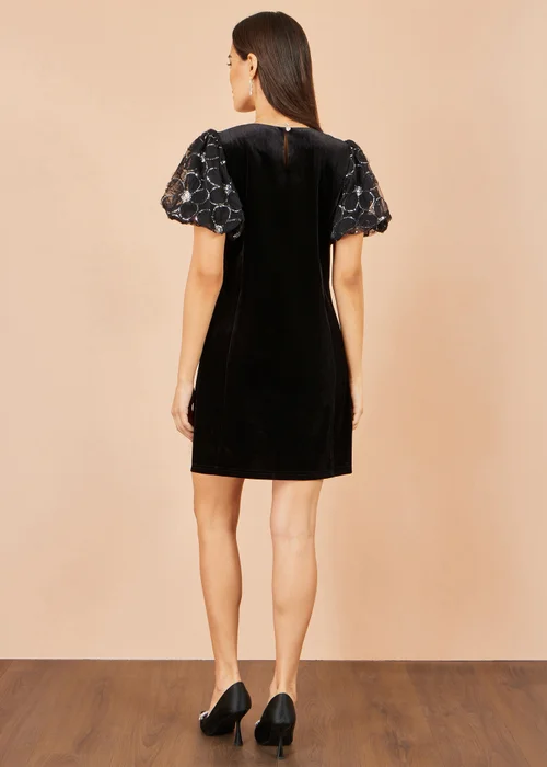 Yumi Black Velvet Tunic With Sequin Puff Sleeves - 8 Image 5