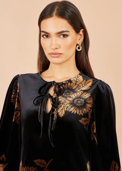 Yumi Black Velvet Sunflower Print Tunic - 14 Image 4