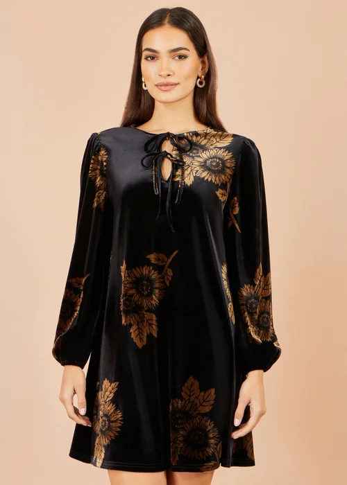 Yumi Black Velvet Sunflower Print Tunic - 14 Image 1