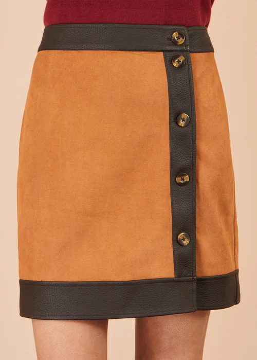 Yumi Brown Faux Suede Border Skirt - 10 Image 2