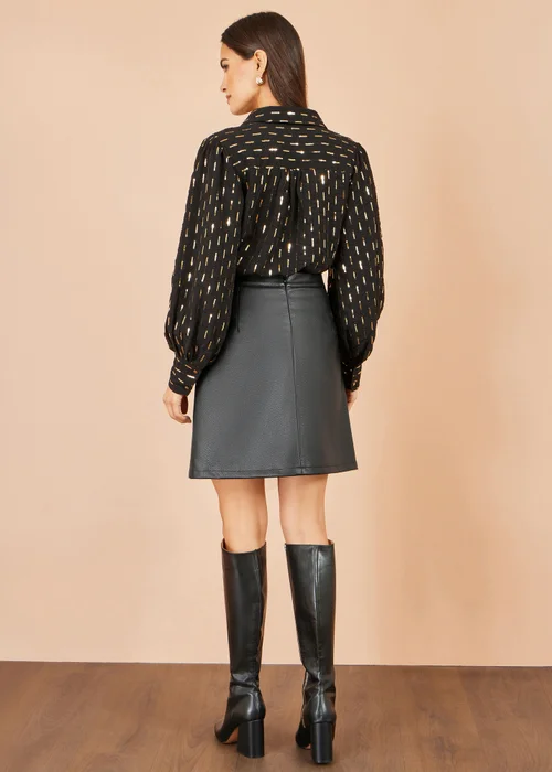 Yumi Black Faux Leather Wrap Skirt - 8 Image 4