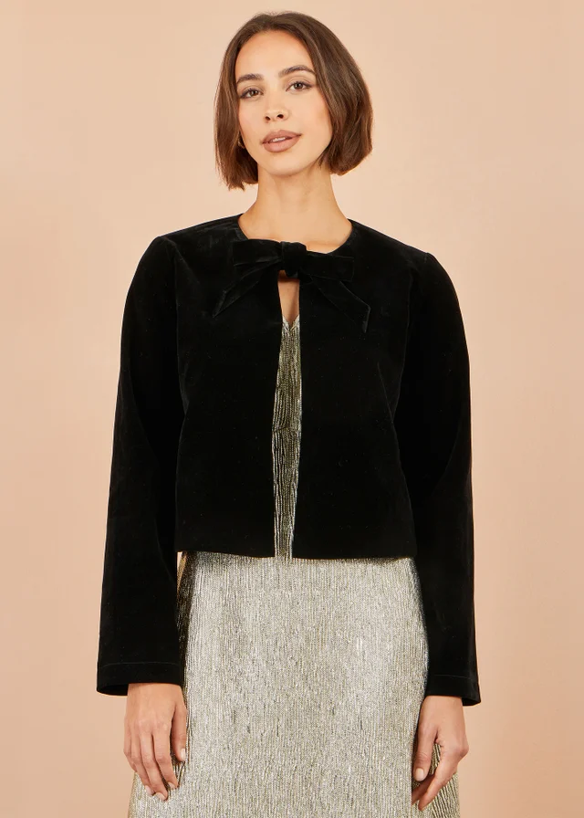 Yumi Black Velvet Bow Jacket