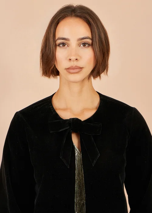 Yumi Black Velvet Bow Jacket - 8 Image 3