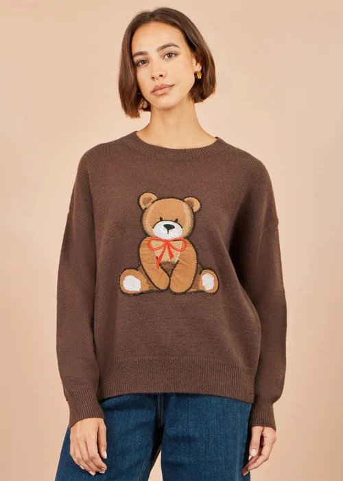 Yumi Brown Teddy Bear Relaxed Jumper - S/M Image 1