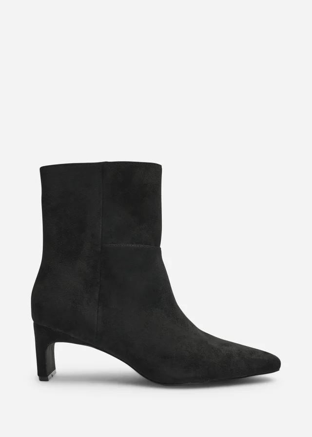 Where's That From Hirlis Black Faux Suede Snipped Toe Heeled Ankle Boot