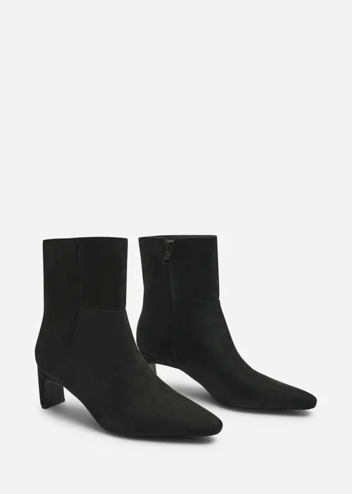 Where's That From Hirlis Black Faux Suede Snipped Toe Heeled Ankle Boot - 5 Image 4