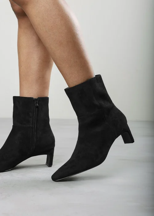Where's That From Hirlis Black Faux Suede Snipped Toe Heeled Ankle Boot - 5 Image 2