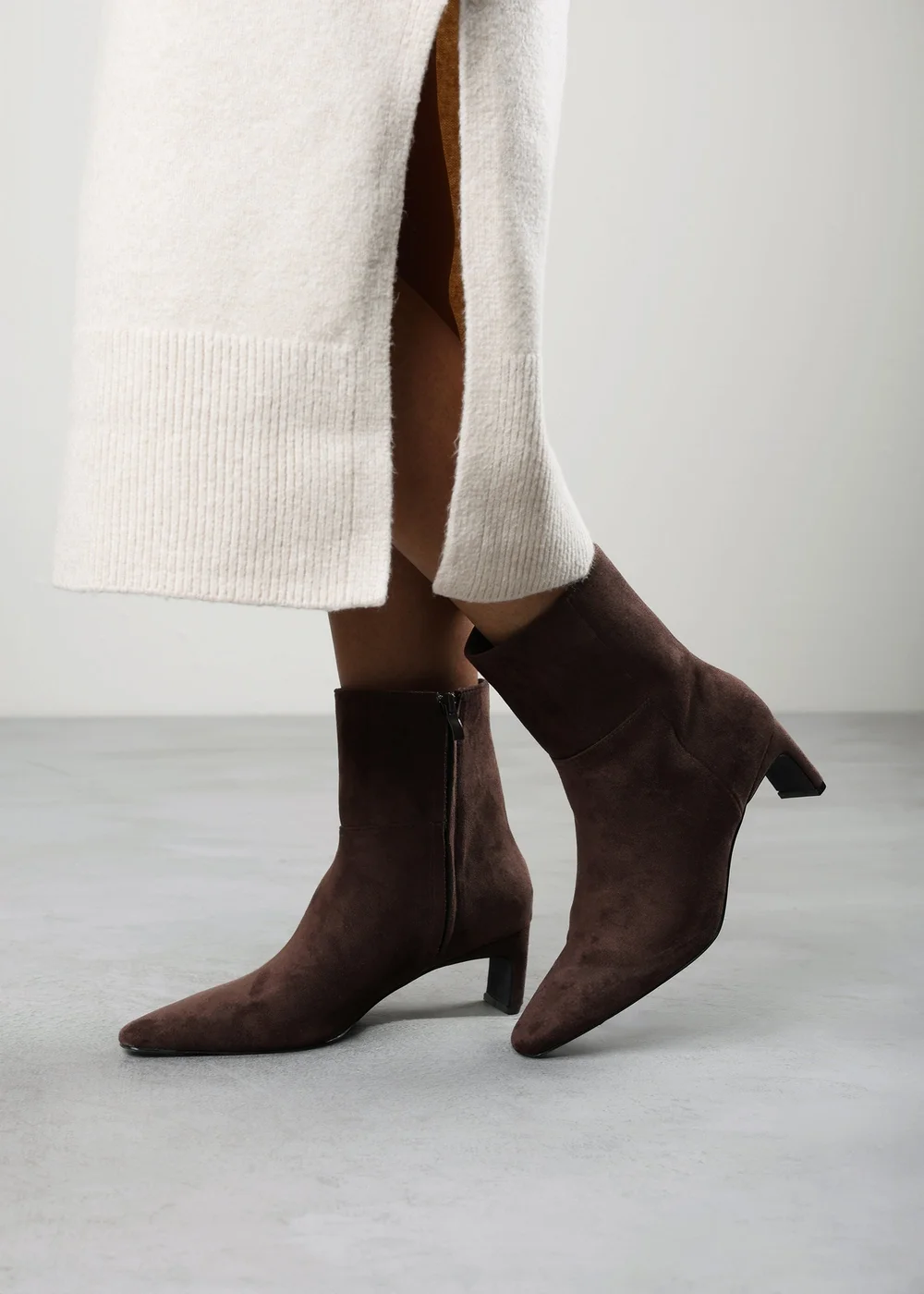 Where's That From Hirlis Dark Suede Faux Suede Snipped Toe Heeled Ankle Boot - 8 Image 2