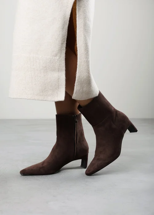 Where's That From Hirlis Dark Suede Faux Suede Snipped Toe Heeled Ankle Boot - 8 Image 2