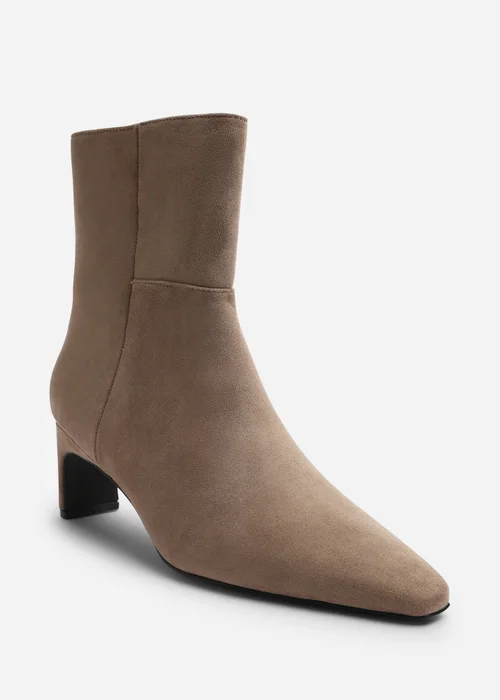 Where's That From Hirlis Taupe Faux Suede Snipped Toe Heeled Ankle Boot - 4 Image 3