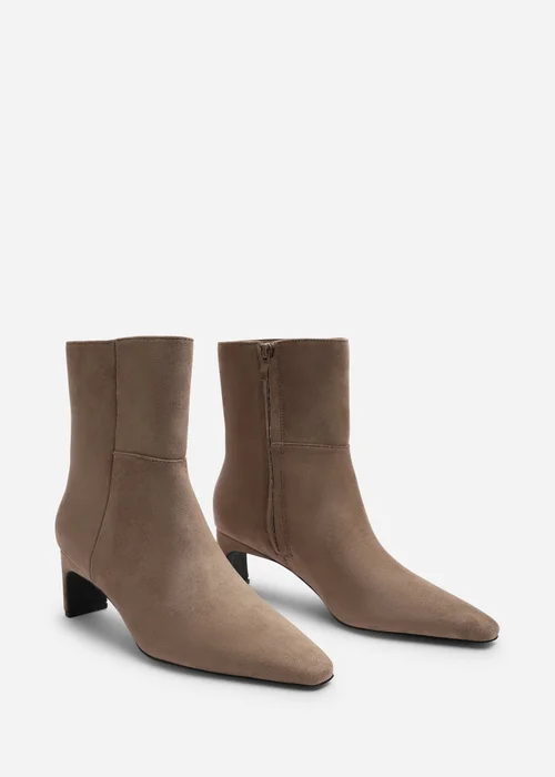 Where's That From Hirlis Taupe Faux Suede Snipped Toe Heeled Ankle Boot - 4 Image 4