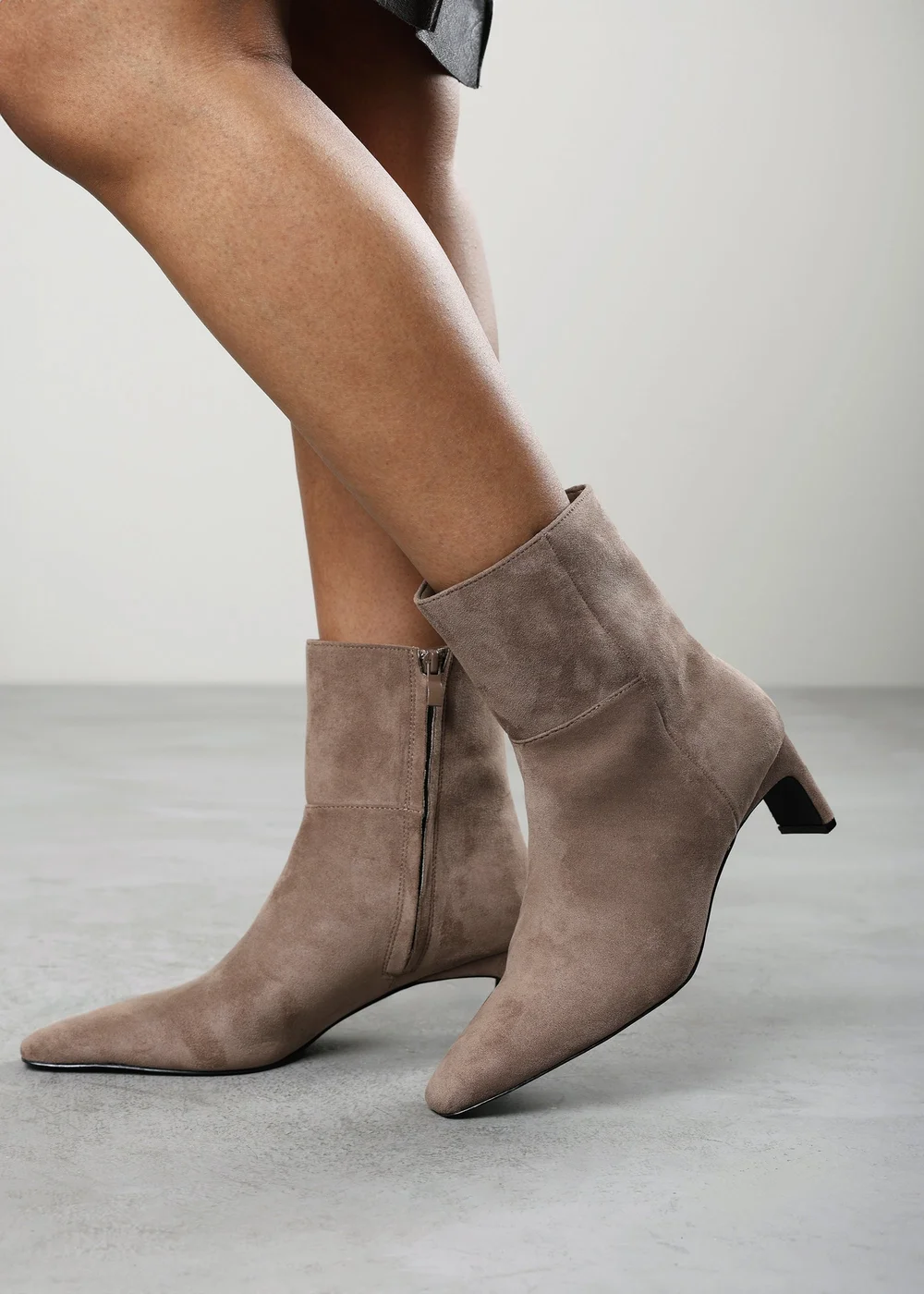 Where's That From Hirlis Taupe Faux Suede Snipped Toe Heeled Ankle Boot - 4 Image 6