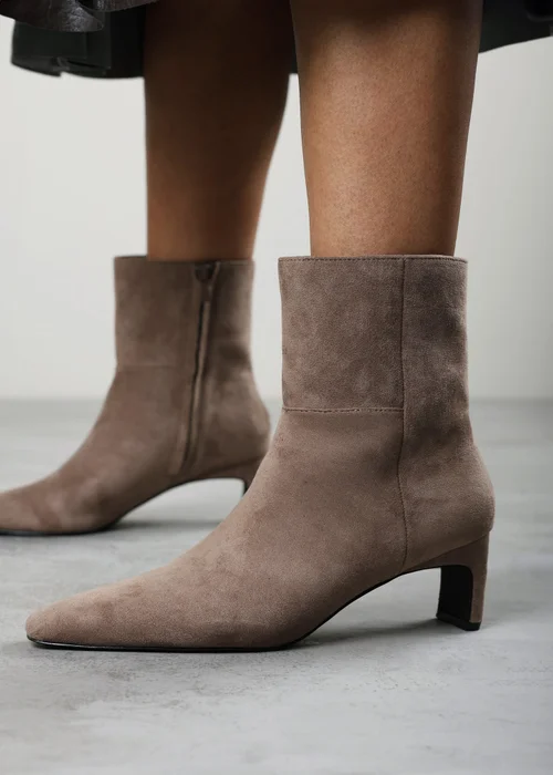 Where's That From Hirlis Taupe Faux Suede Snipped Toe Heeled Ankle Boot - 4 Image 2