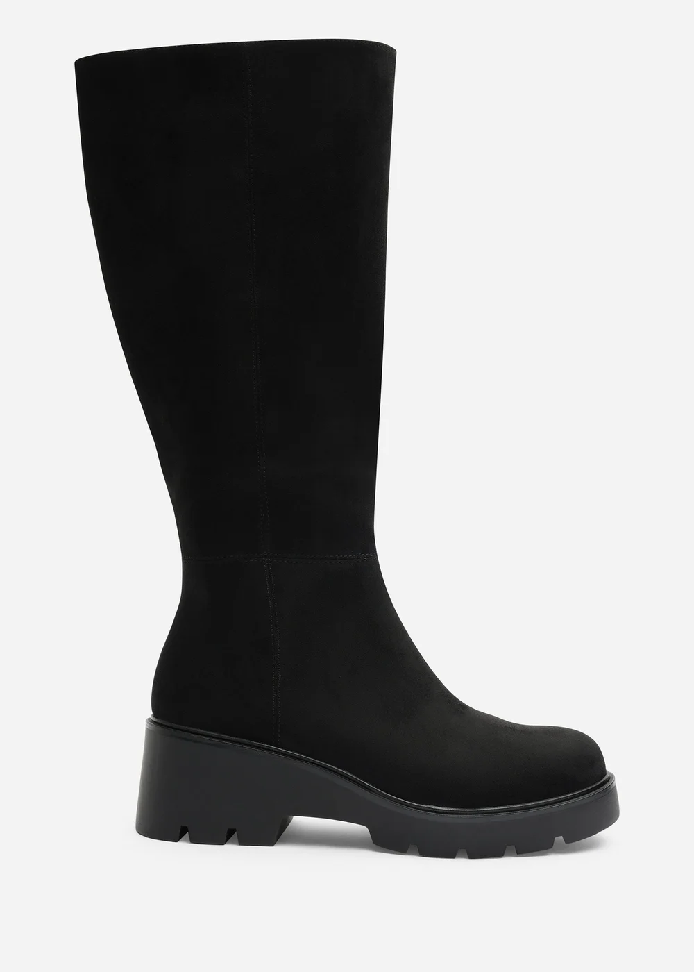 Where's That From Envara Black Knee High Wedge Boot With Stitch Panel Detailing - 5 Image 1