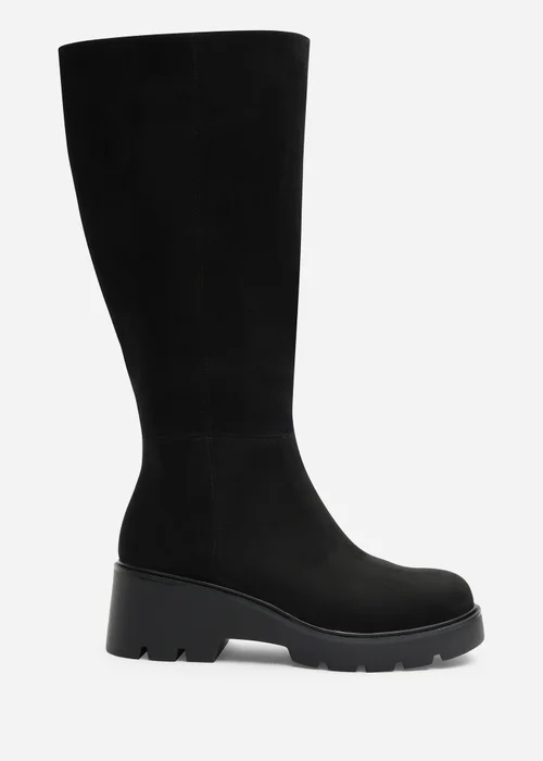 Where's That From Envara Black Knee High Wedge Boot With Stitch Panel Detailing - 5 Image 1