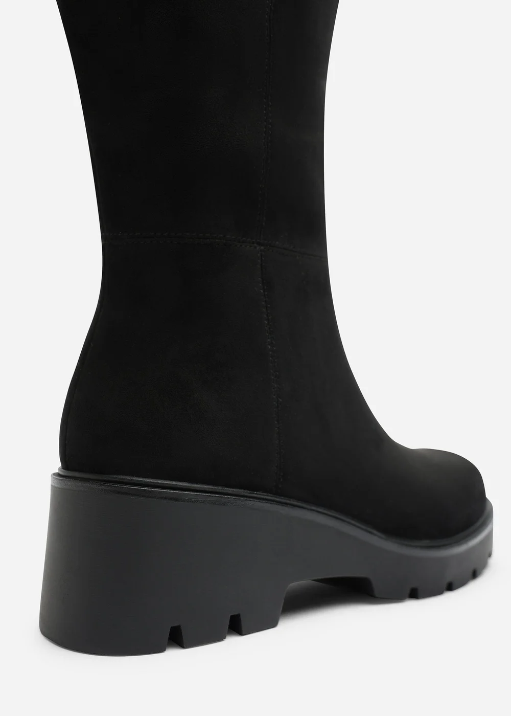Where's That From Envara Black Knee High Wedge Boot With Stitch Panel Detailing - 5 Image 4