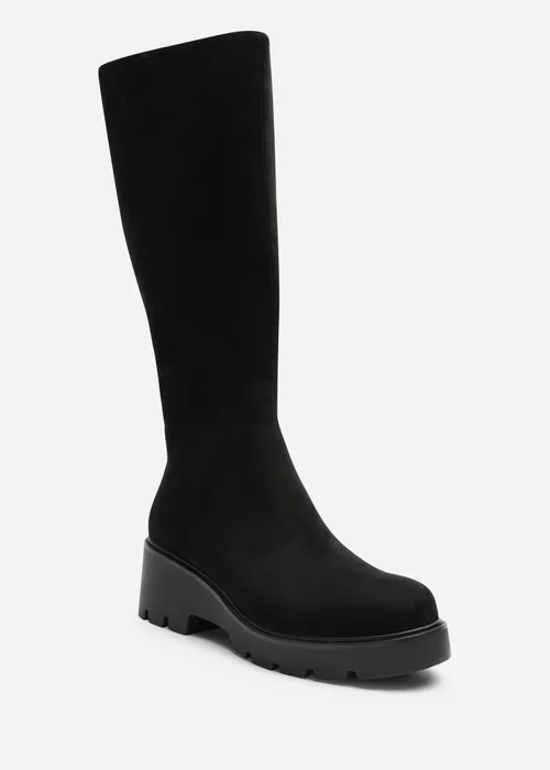 Where's That From Envara Black Knee High Wedge Boot With Stitch Panel Detailing - 5 Image 2