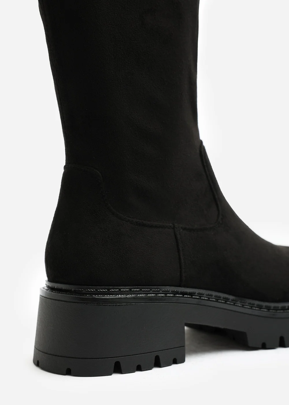 Where's That From Elvane Black Faux Suede Stretch Chunky Knee High Sock Boot - 5 Image 5