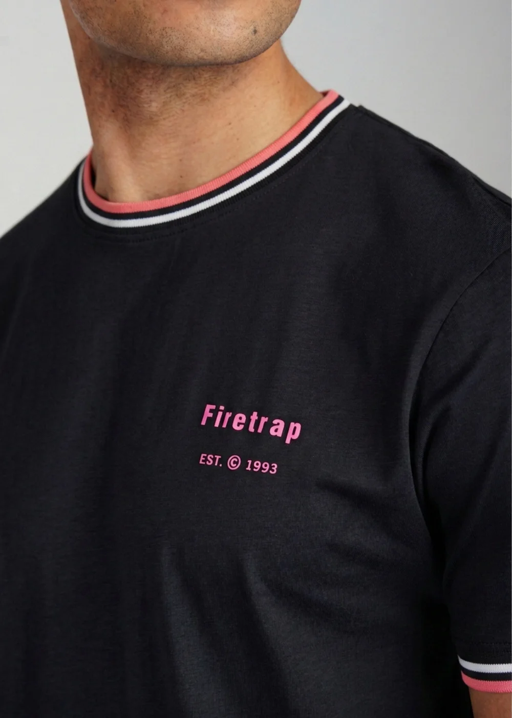 Firetrap Black Regular Fit Cotton Crew T Shirt - M Image 3