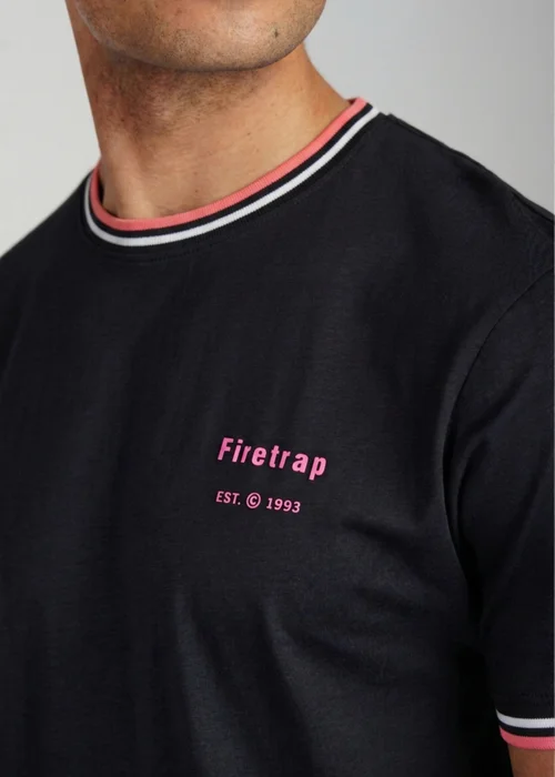 Firetrap Black Regular Fit Cotton Crew T Shirt - M Image 3