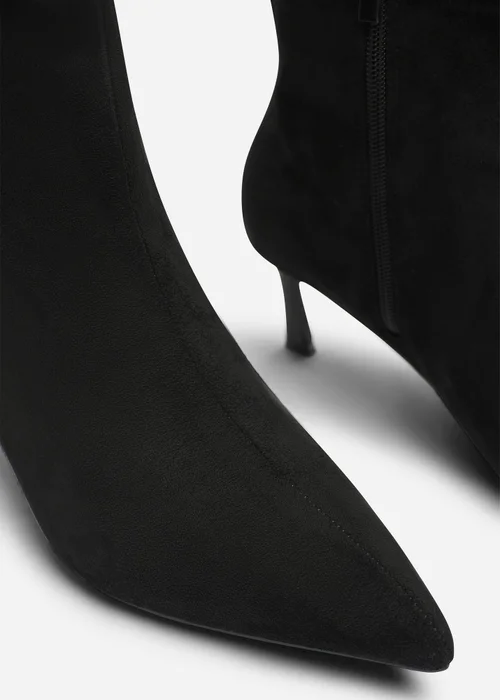 Where's That From Kivora Black Faux Suede Ruched Knee High Pointed Stiletto Boot - 7 Image 5
