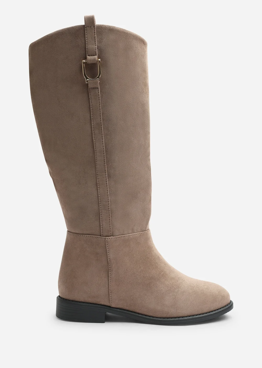 Where's That From Karella Taupe Faux Leather Knee High Riding Boot with Hardware Detail - 8 Image 1