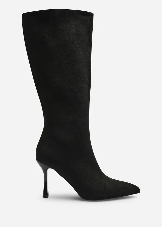 Where's That From Kexira Black Faux Suede Stiletto Knee High Boot
