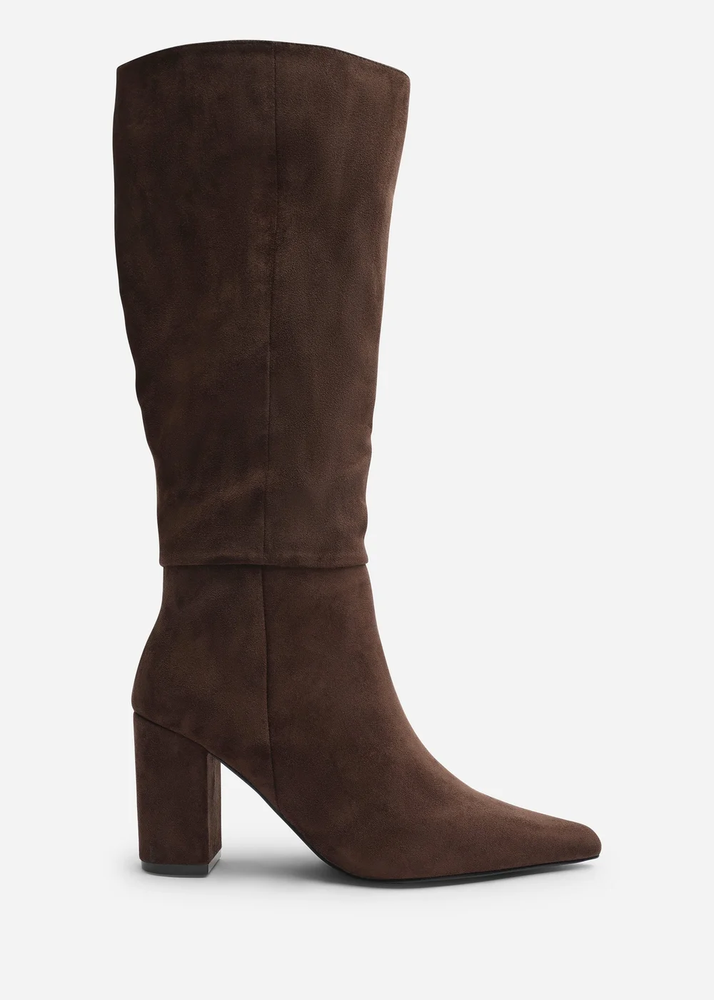 Where's That From Evixa Dark Brown Wide Fit Knee High Pointed Toe Block Heel Boot - 6 Wide Image 1