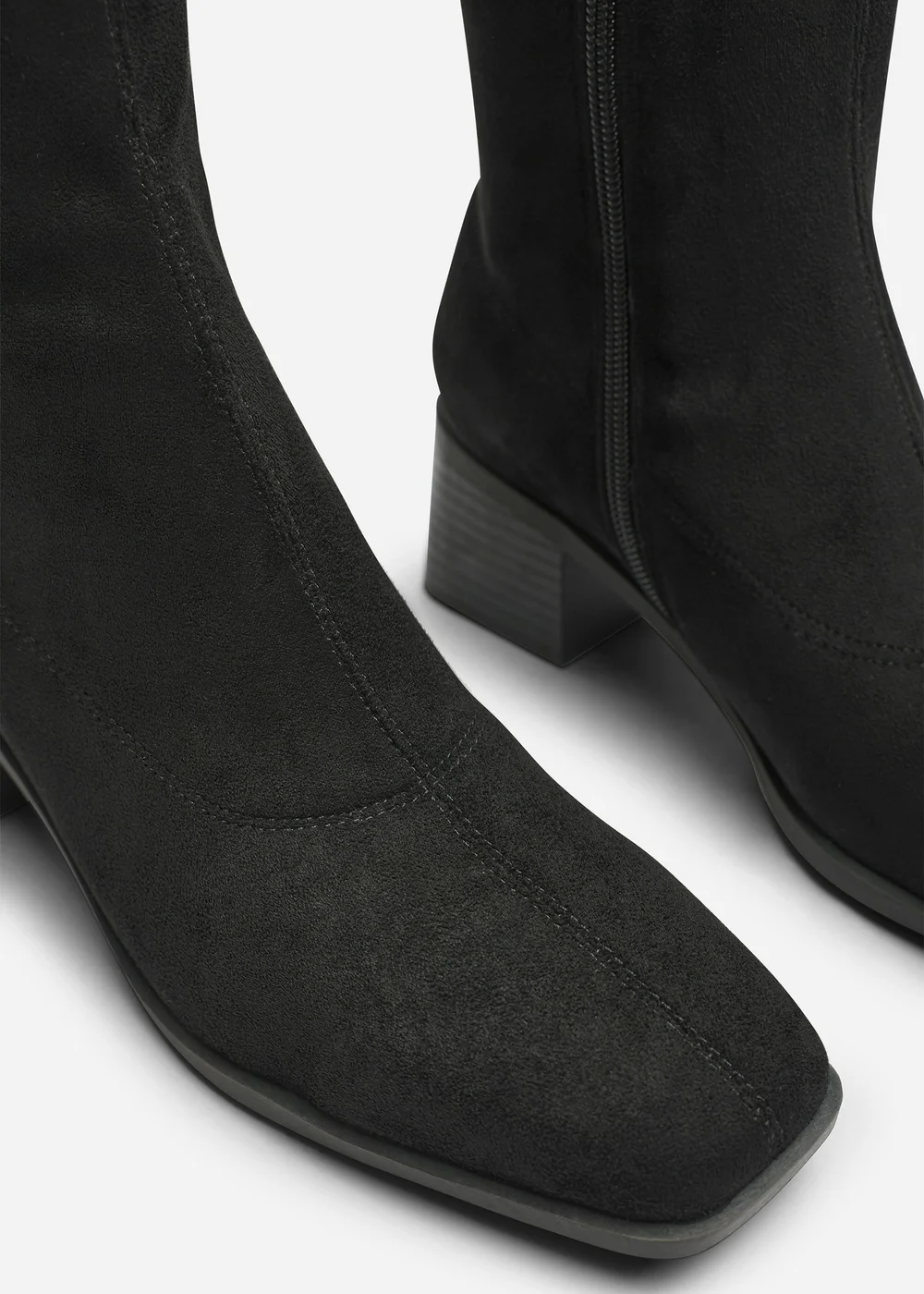 Where's That From Ezzira Black Square Low Block Heel Stretch Knee High Boots - 5 Image 5