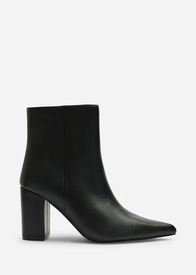 Where's That From Ebrina Dark Brown Pointed Toe Block Heeled Ankle Boot