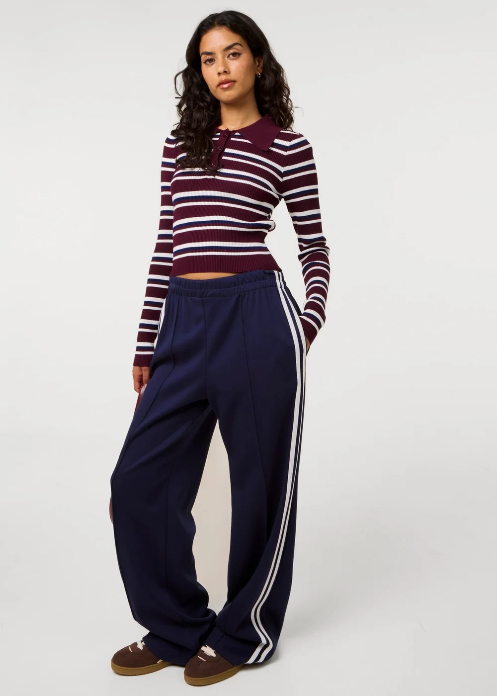 Pink Vanilla Red Stripe Long Sleeve Collar Jumper - S Image 2