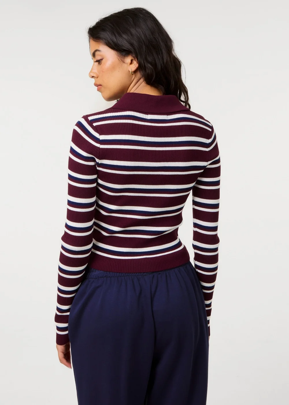 Pink Vanilla Red Stripe Long Sleeve Collar Jumper - S Image 4