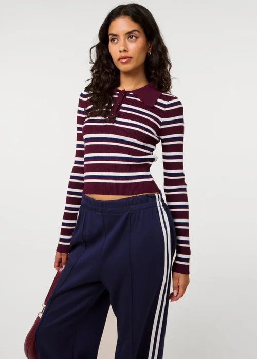 Pink Vanilla Red Stripe Long Sleeve Collar Jumper - S Image 1