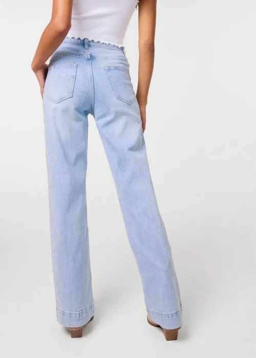 Pink Vanilla Blue Diamante Side Wide Leg Jeans - 6 Image 4
