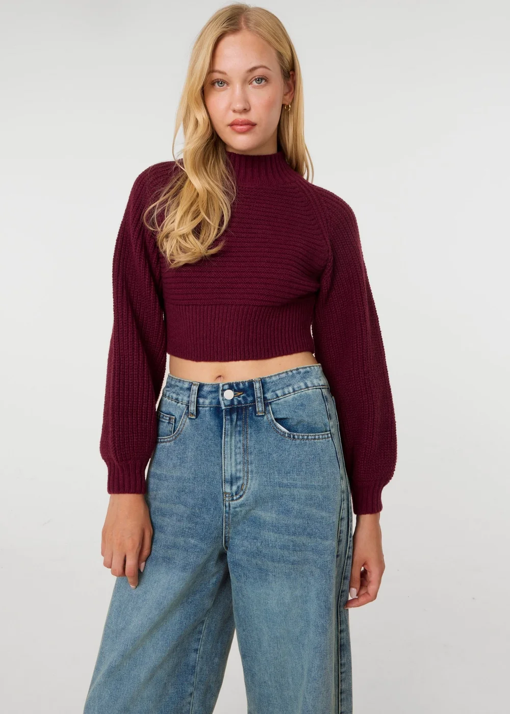 Pink Vanilla Red High Neck Knitted Jumper - S/M Image 1