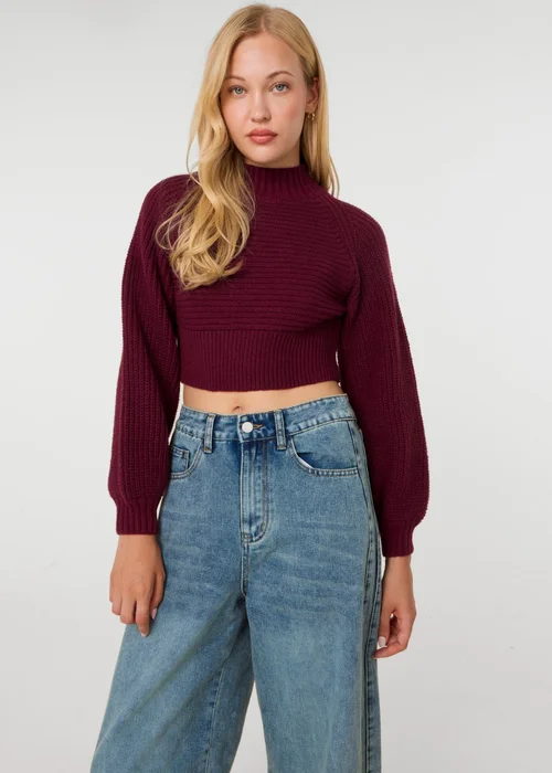 Pink Vanilla Red High Neck Knitted Jumper - S/M Image 1