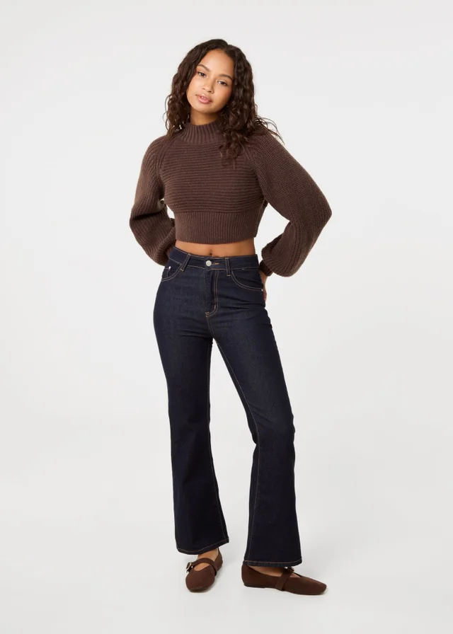 Pink Vanilla Brown High Neck Knitted Jumper