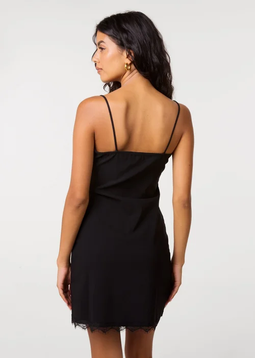 Pink Vanilla Black Lace Trim Mini Dress - L Image 4