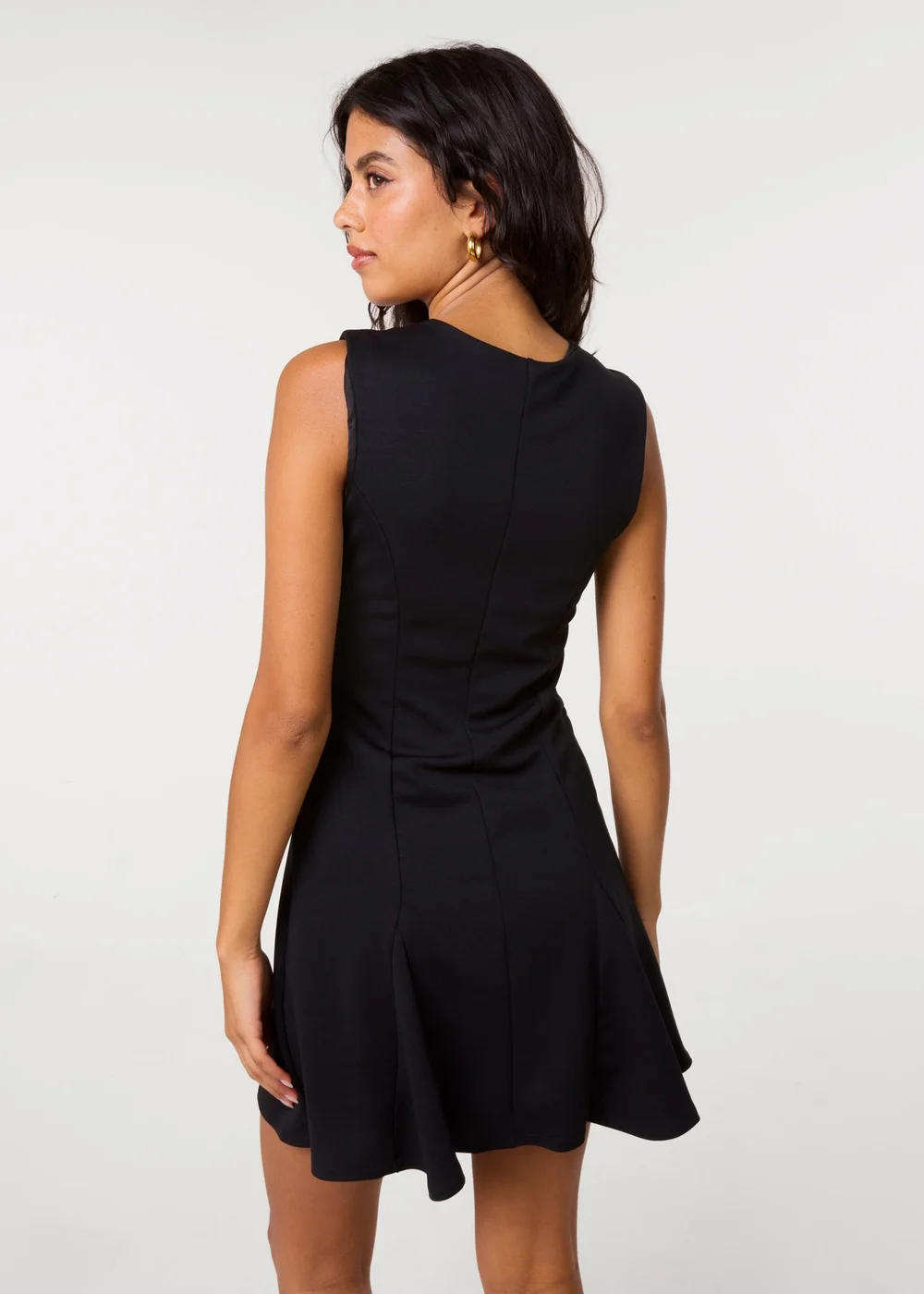 Pink Vanilla Black Ponte Square Neck Godet Dress - S Image 4