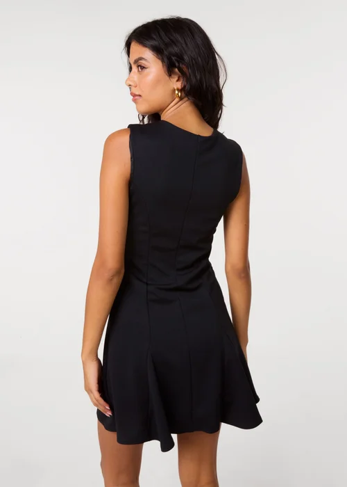 Pink Vanilla Black Ponte Square Neck Godet Dress - S Image 4
