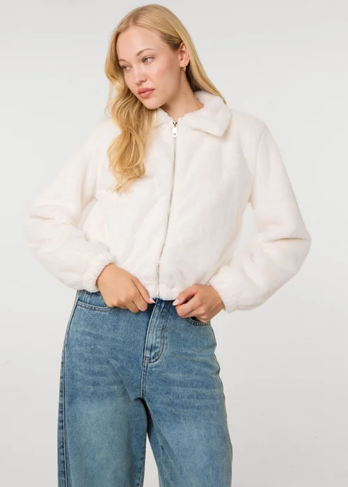 Pink Vanilla Cream Fluffy Zip Up Jacket - M Image 3