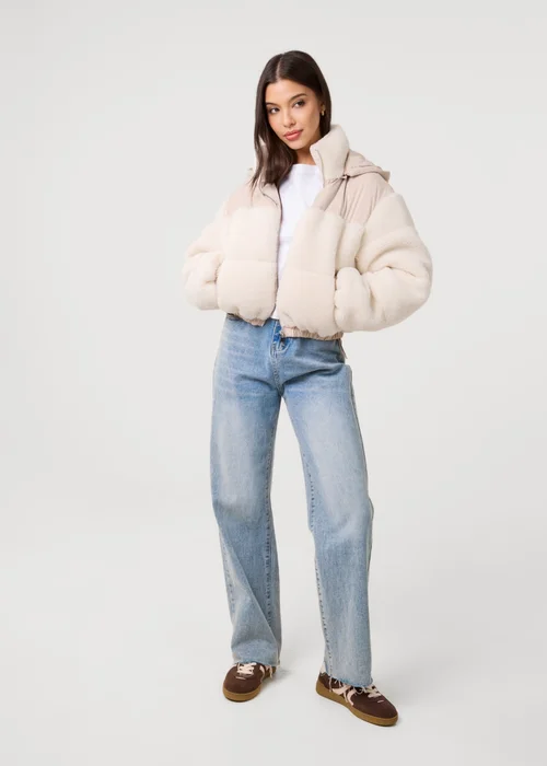 Pink Vanilla Cream Teddy Coat with Hood - L Image 3