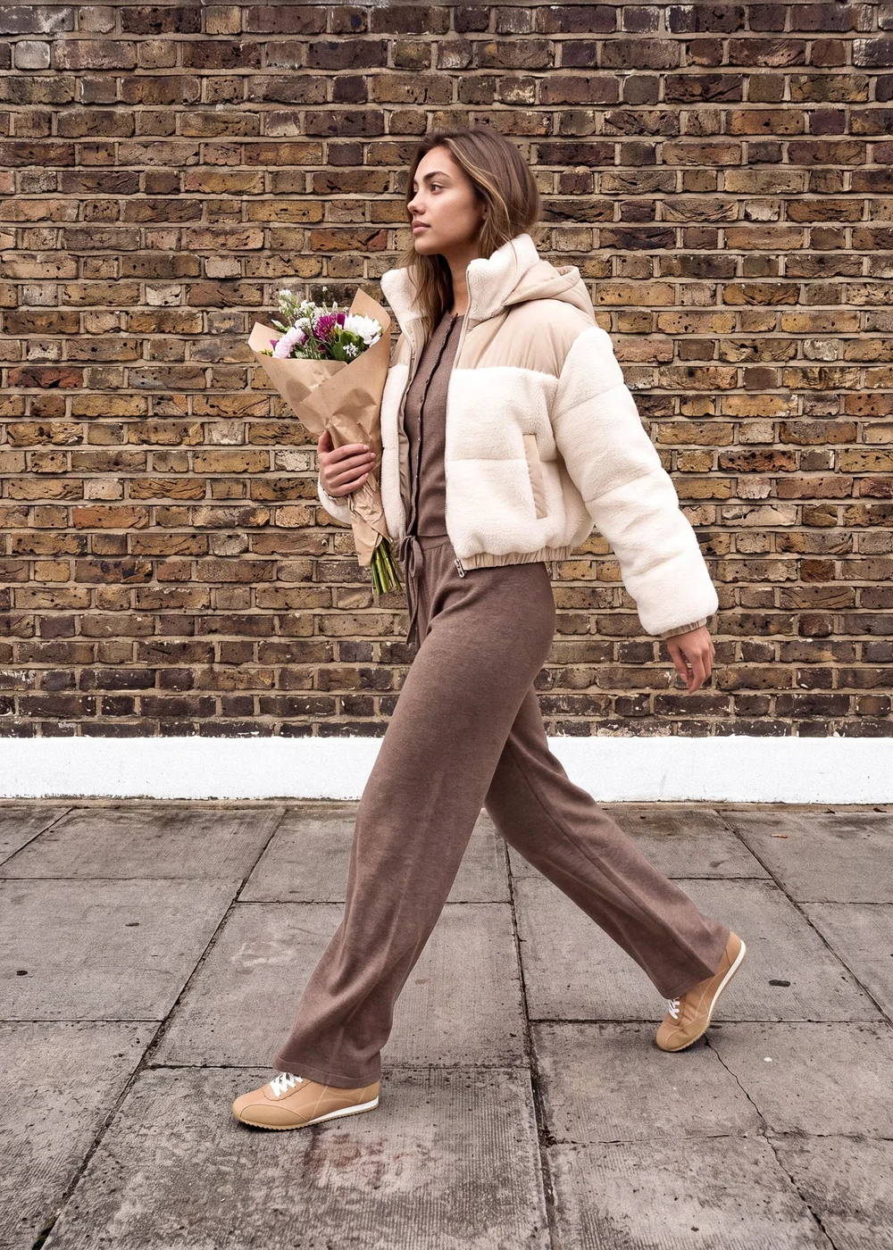 Pink Vanilla Cream Teddy Coat with Hood - L Image 1