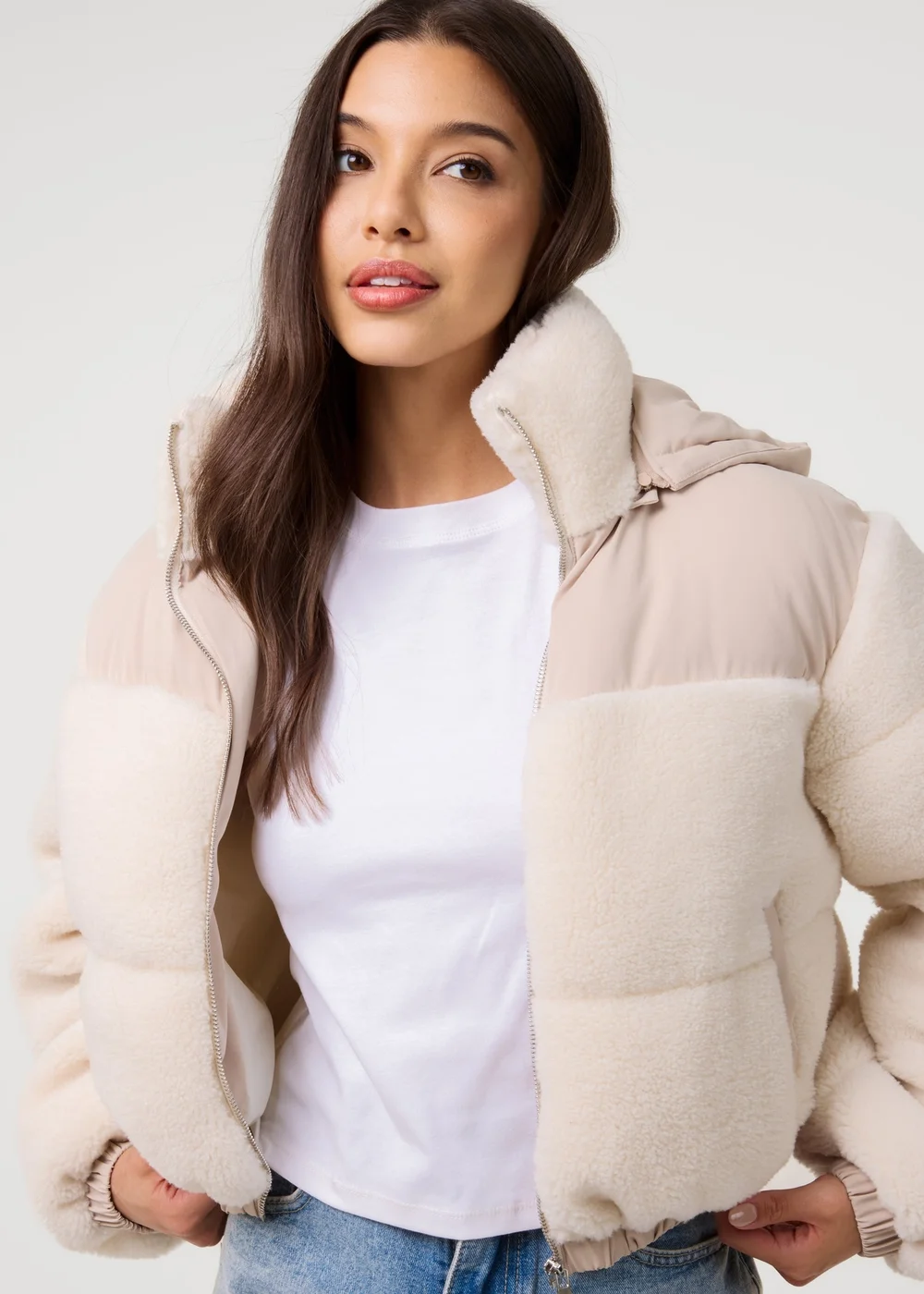Pink Vanilla Cream Teddy Coat with Hood - L Image 4