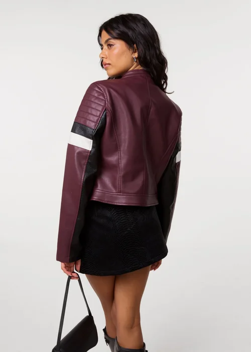 Pink Vanilla Red Cropped Motocross Biker Jacket - S Image 5