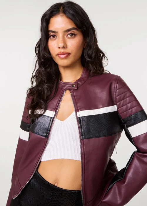 Pink Vanilla Red Cropped Motocross Biker Jacket - S Image 4