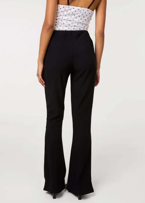Pink Vanilla Black Fine Rib Stretch Flare Trousers - L Image 4